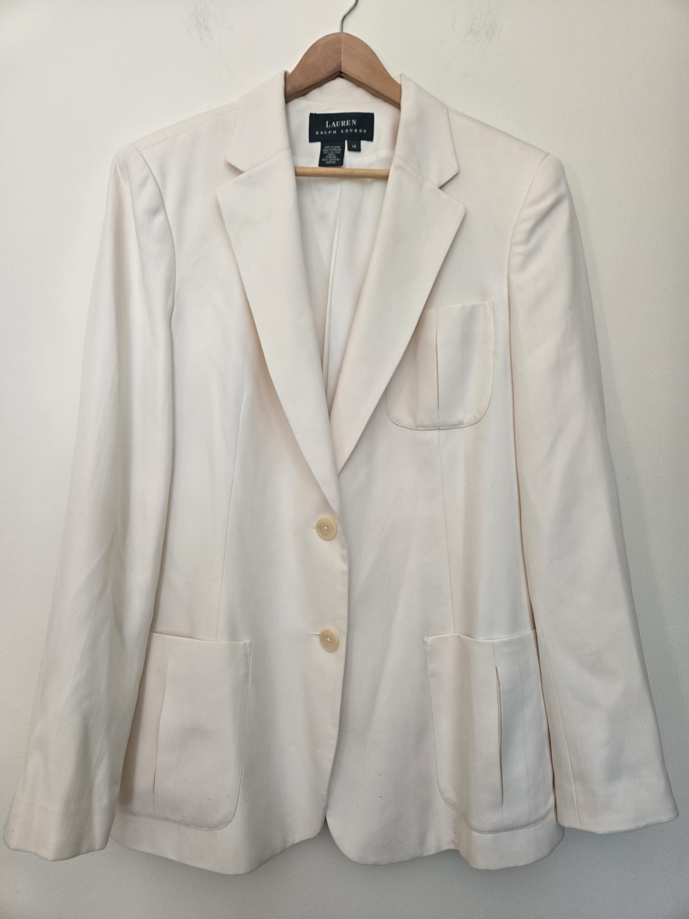 Lauren Ralph Lauren Silk Cream Single-Breasted Blazer